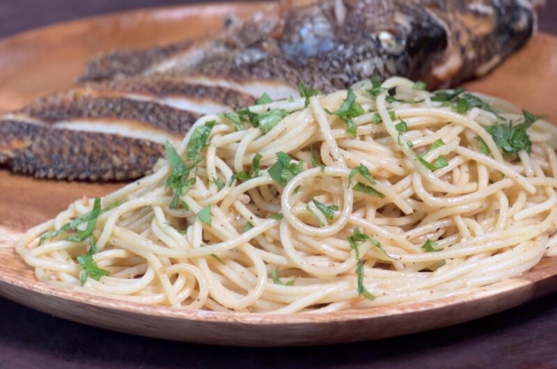 Fried Tilapia with Garlic Butter Pasta